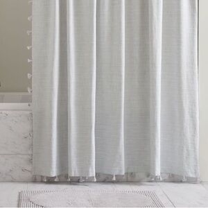 West Elm Organic Stripe Jacquard Shower Curtain 72”x 74” Frost Grey